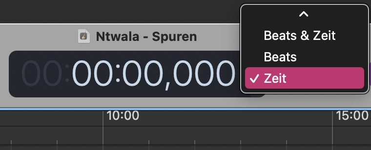 GarageBand - Zeit einstellen