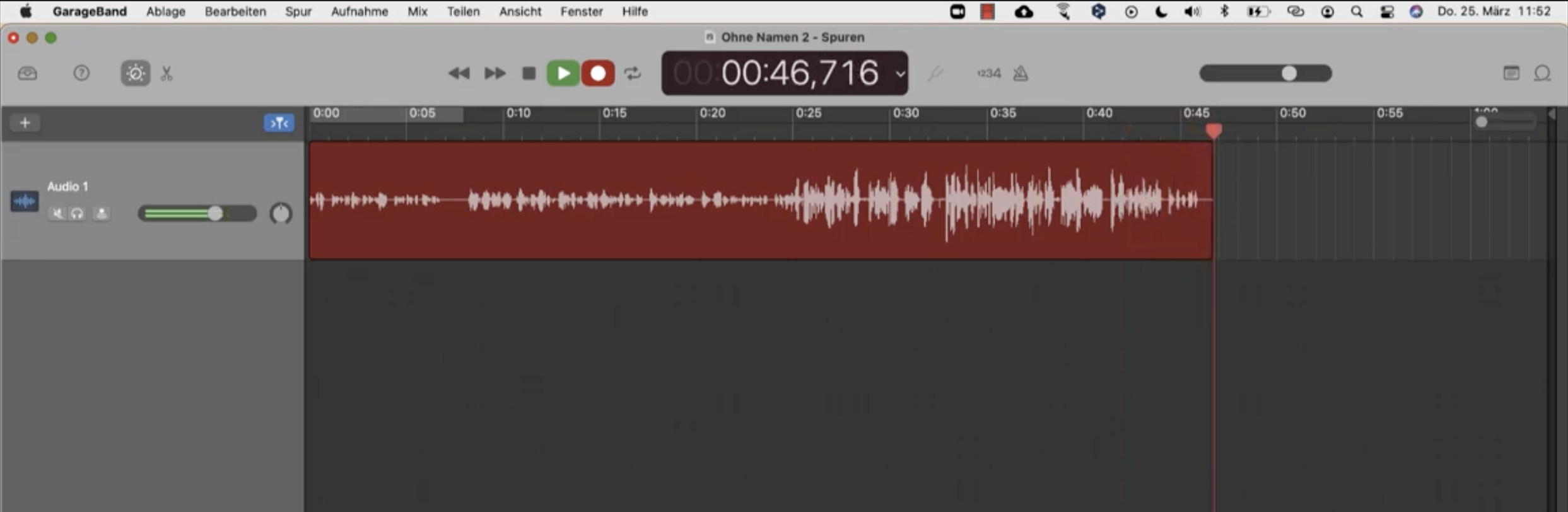GarageBand - Aufnahmespur