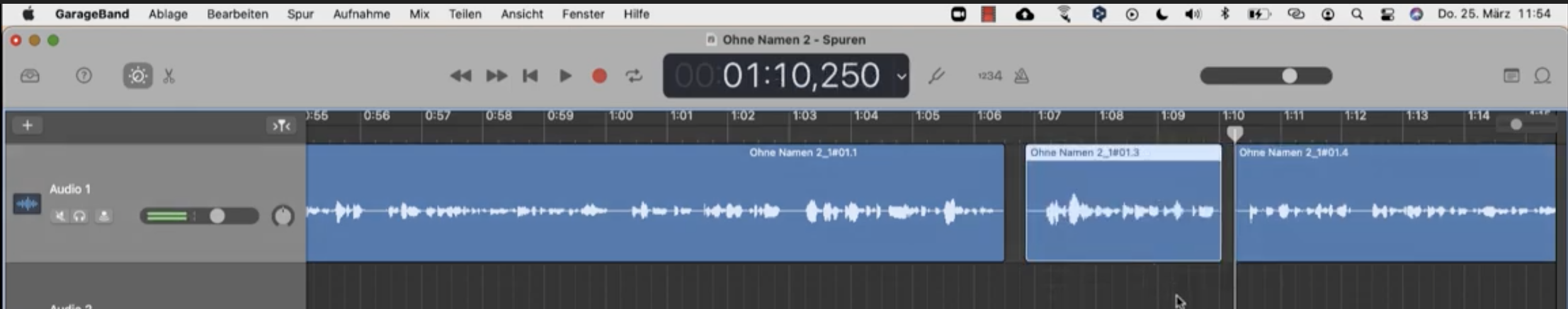 GarageBand - Spuren schneiden